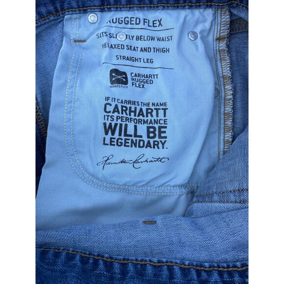 Carhartt Rugged Flex Relaxed Fit Mens Blue Jeans 36x34 Straight Leg Workwear - Picture 12 of 12